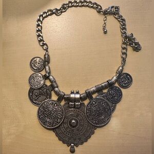 American Eagle Chunky Indian Style Silver Necklace